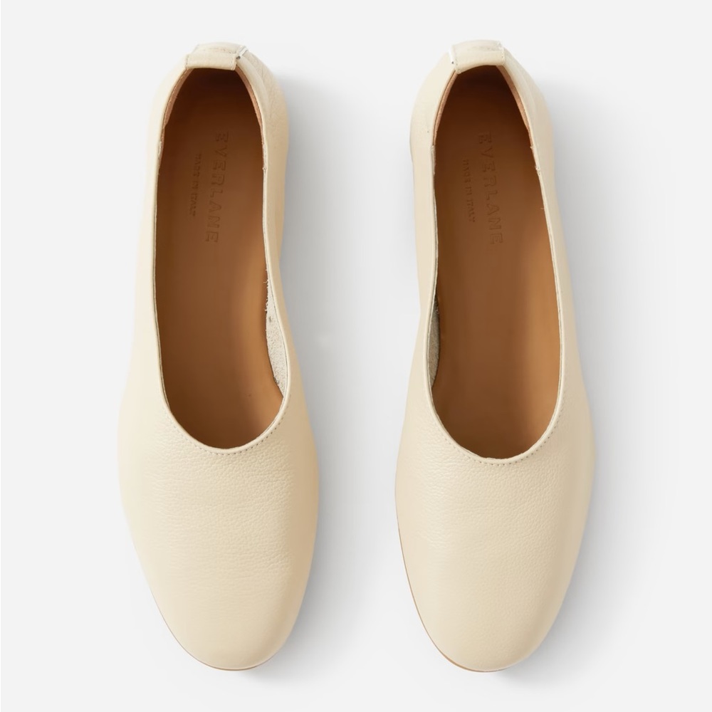 EVERLANE The Italian Leather Day Glove in Cream Flats Slip On Size 10 NEW